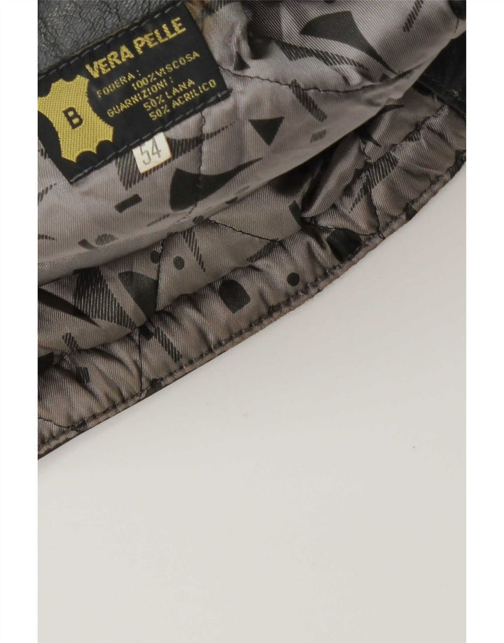 Jaqueta de couro militar masculina vintage IT 54 2XL cinza