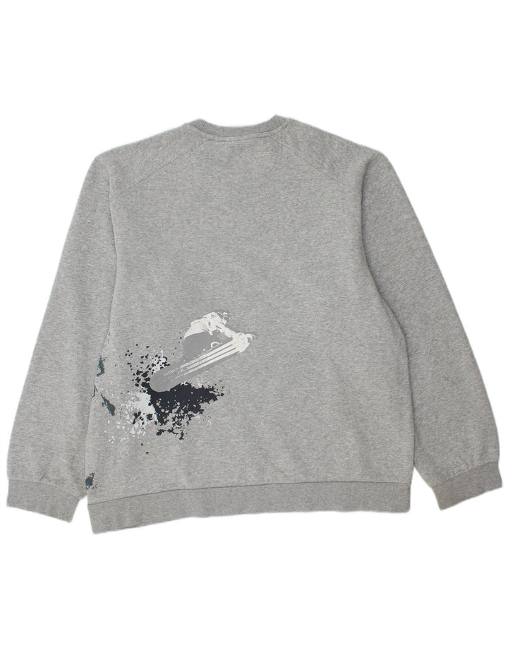 ADIDAS Mens Graphic Sweatshirt Jumper Grande Algodão Cinzento