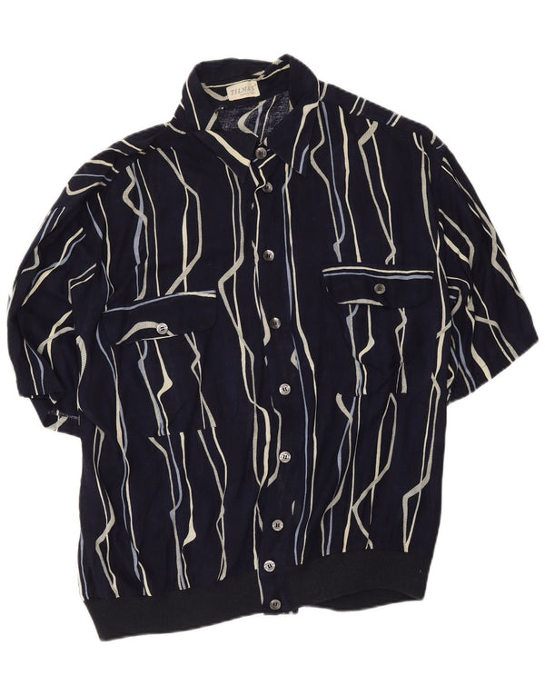 Camisa masculina de manga curta Tilmas grande listrada azul marinho