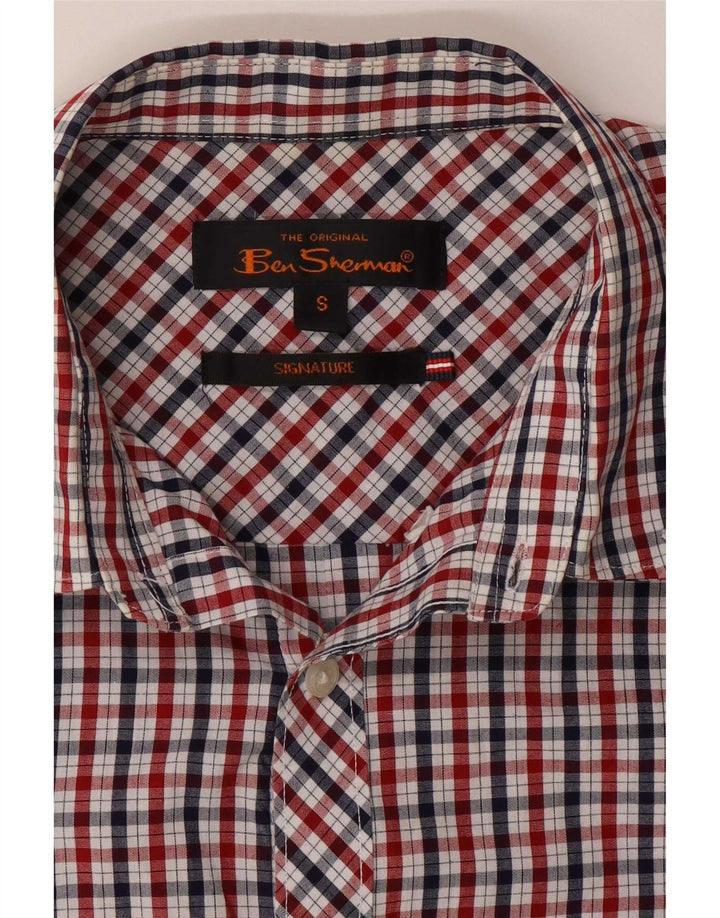 Ben Sherman Camisa masculina exclusiva de manga curta pequena xadrez multicolorida