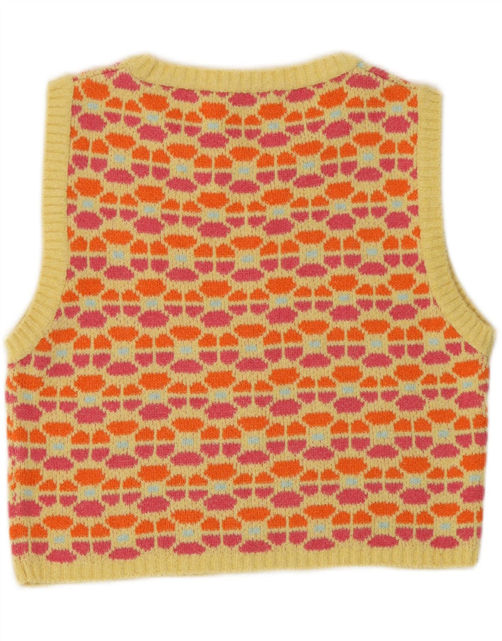 Zara Womens Crop Vest Tank Top UK 10 Pequeno Multicolorido Geométrico