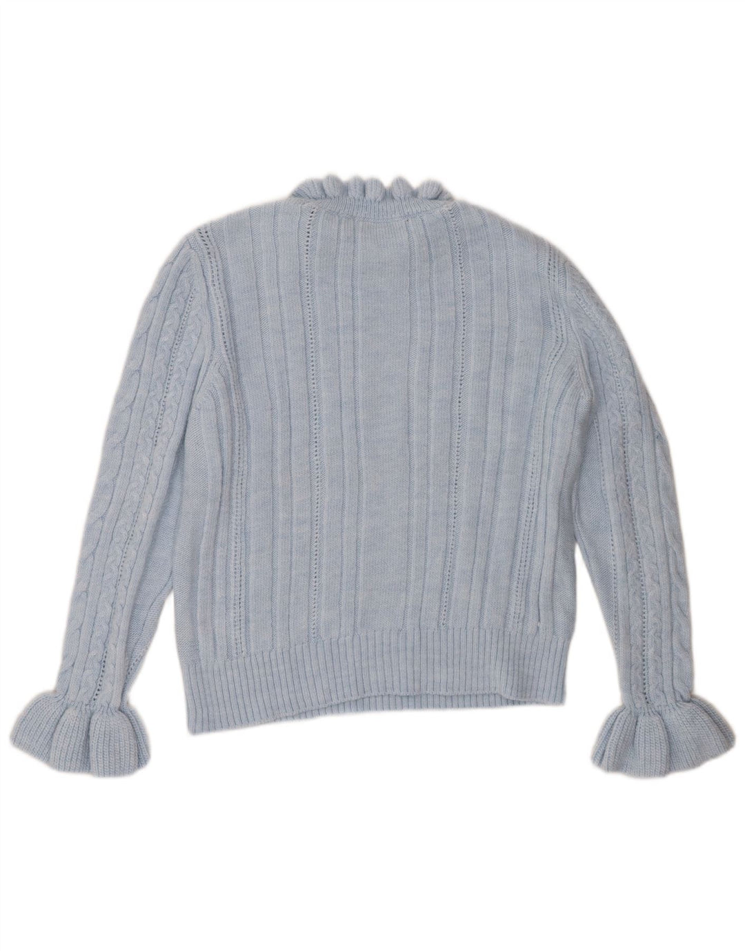Suéter feminino vintage com gola redonda Reino Unido 16 grande azul