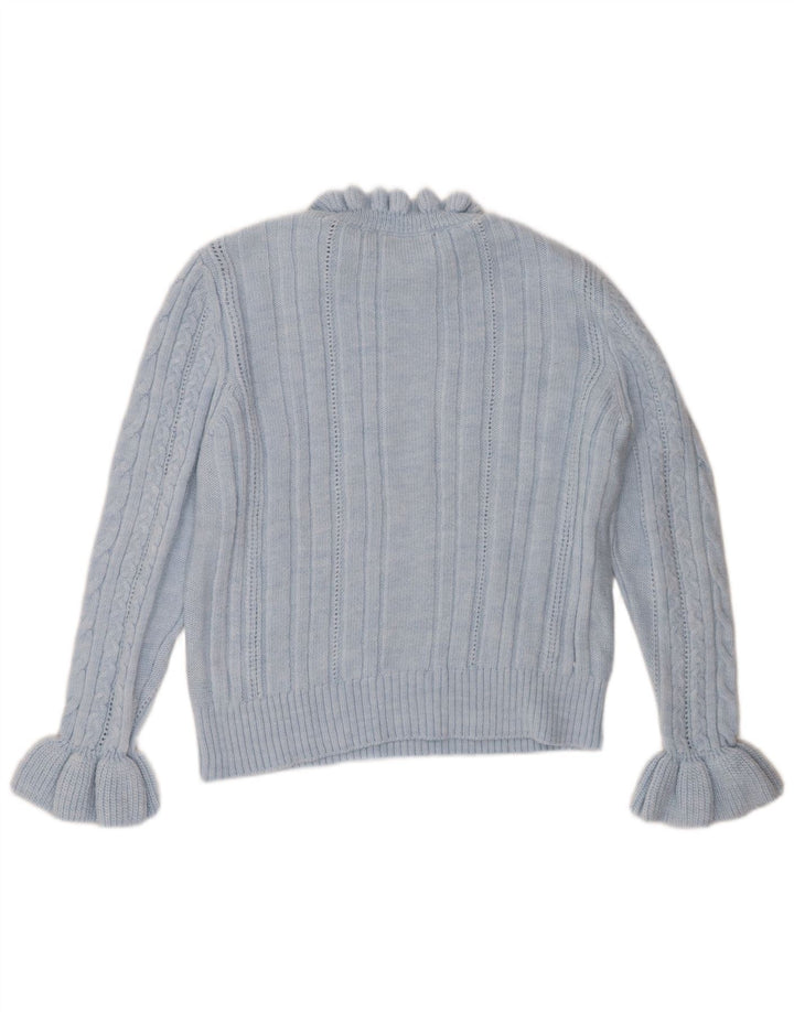 Suéter feminino vintage com gola redonda Reino Unido 16 grande azul