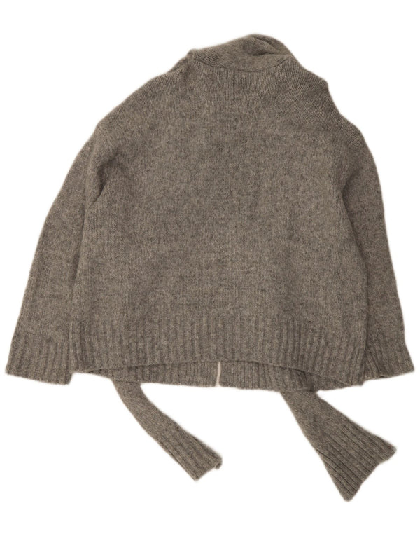 Suéter cardigã feminino Zara com gravata frontal grande, Reino Unido 16, grande, cinza, nylon