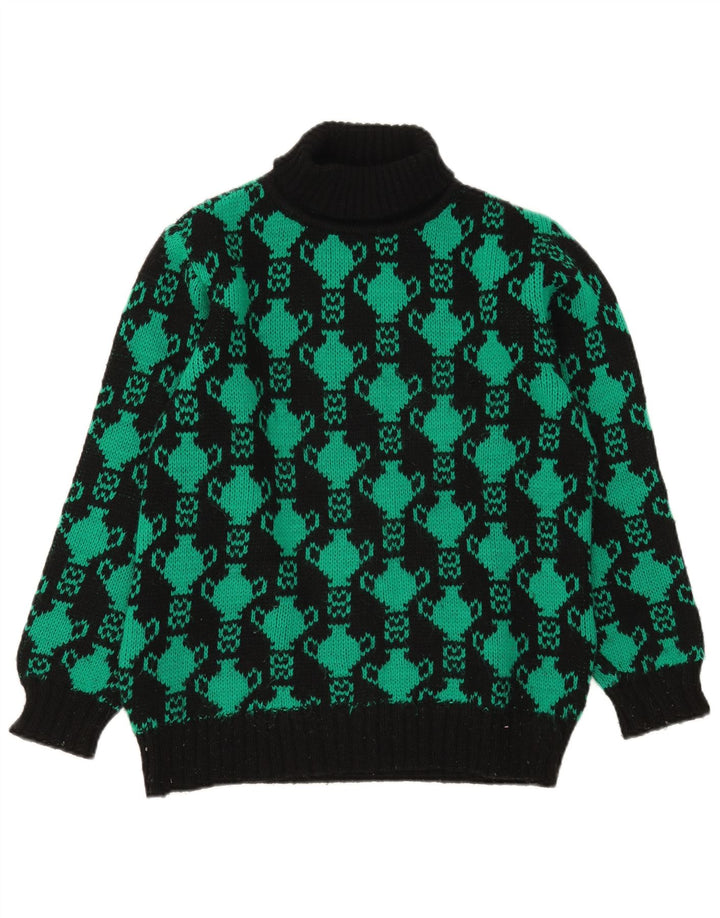 Suéter feminino vintage com estampa abstrata e gola redonda Reino Unido 12 médio preto
