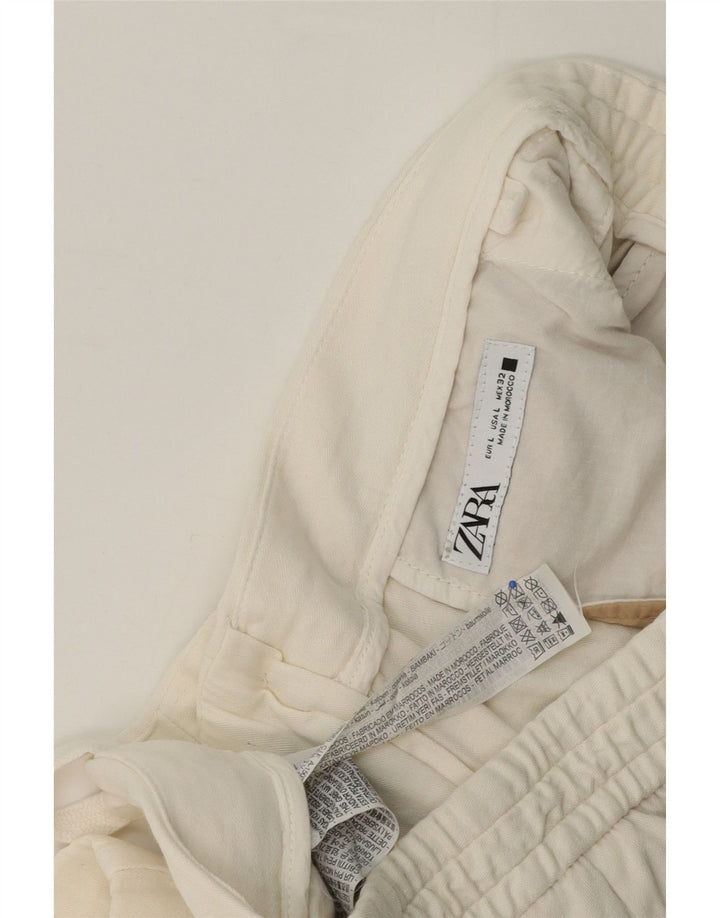 Zara Mens Chino Shorts Grande W32 Algodão Branco