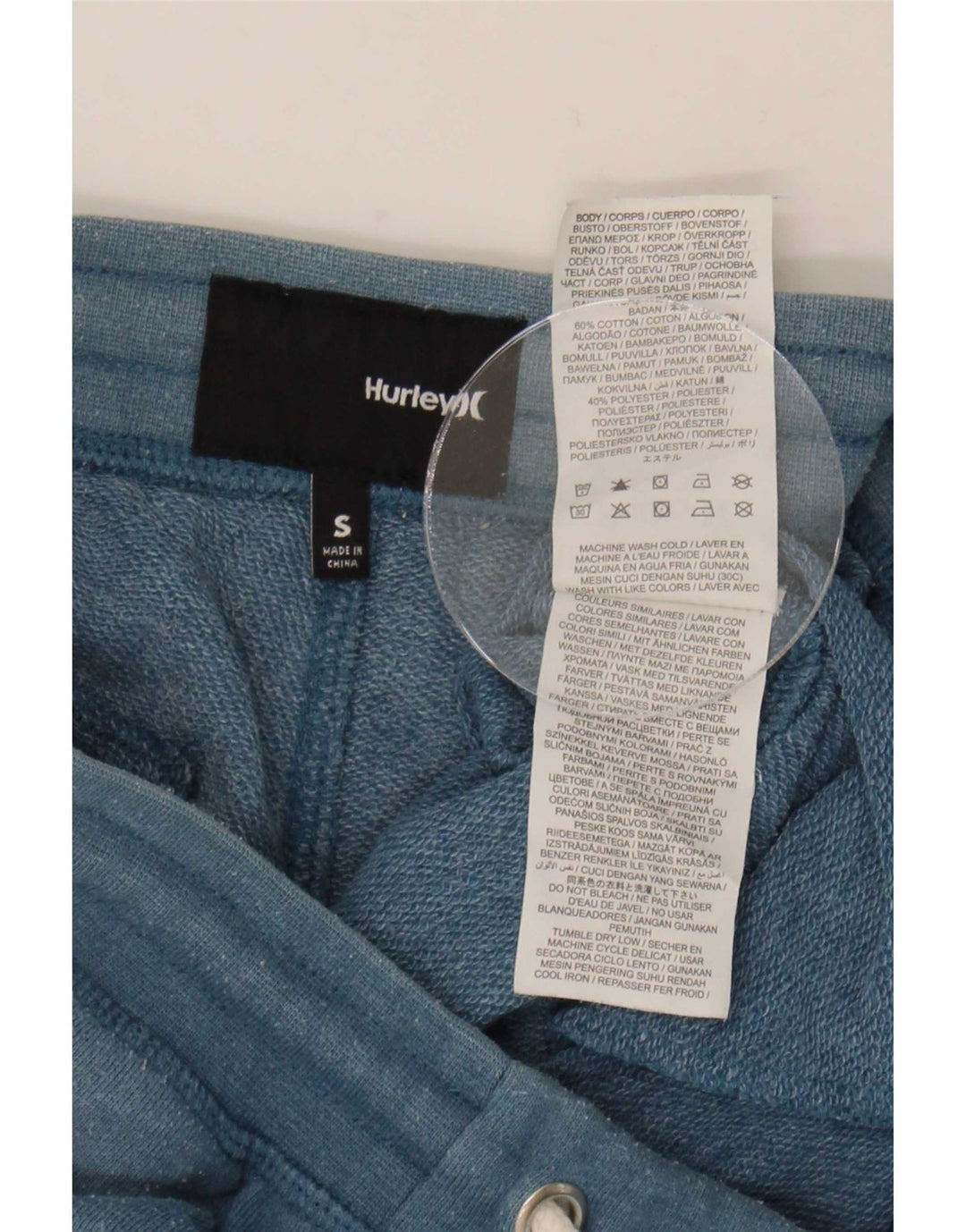 Hurley Mens Graphic Tracksuit Calças Joggers Pequeno Azul Algodão