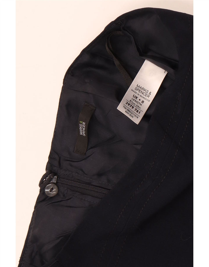 Saia lápis feminina Marks & Spencer Reino Unido 8 pequena W26 poliéster azul marinho