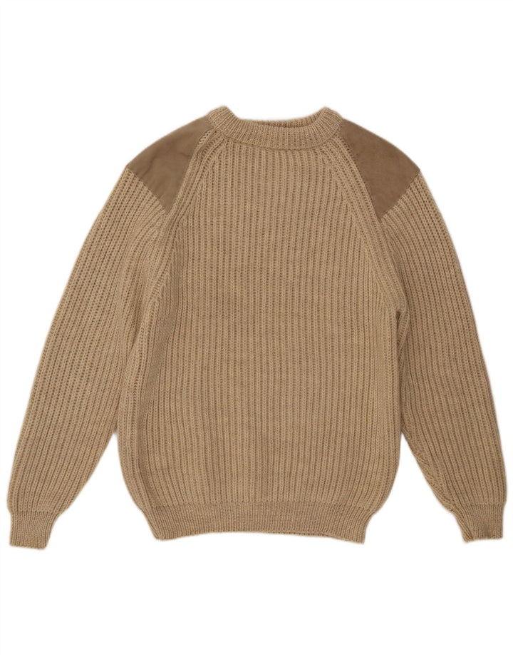 Suéter feminino WoolOvers com gola redonda Reino Unido 16 grande lã bege