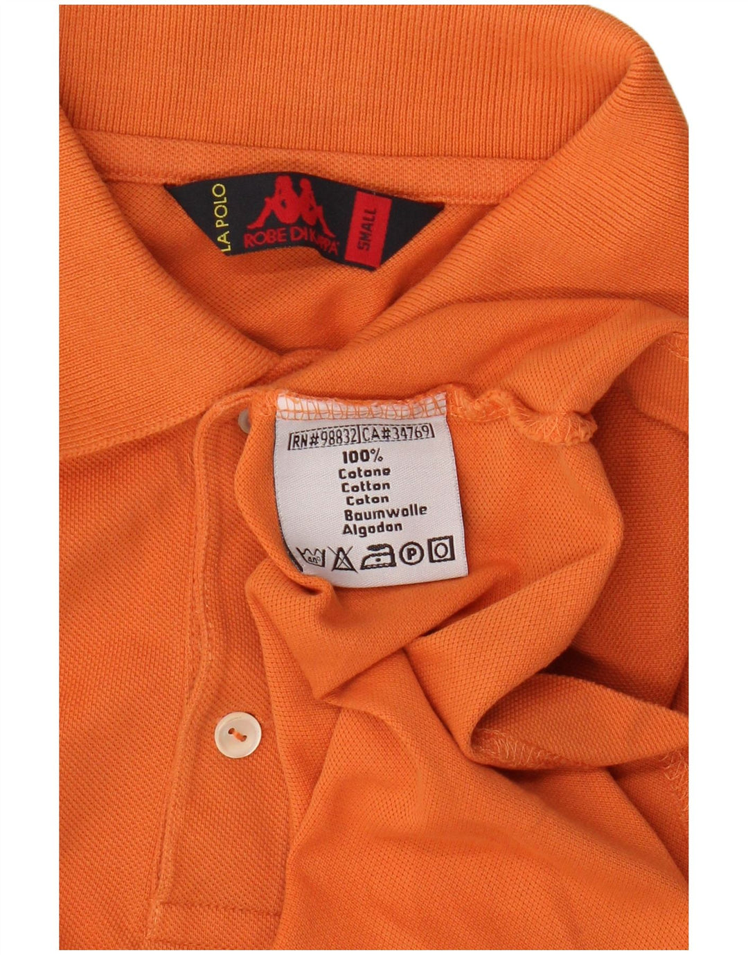 Camisa polo masculina Kappa pequena laranja algodão