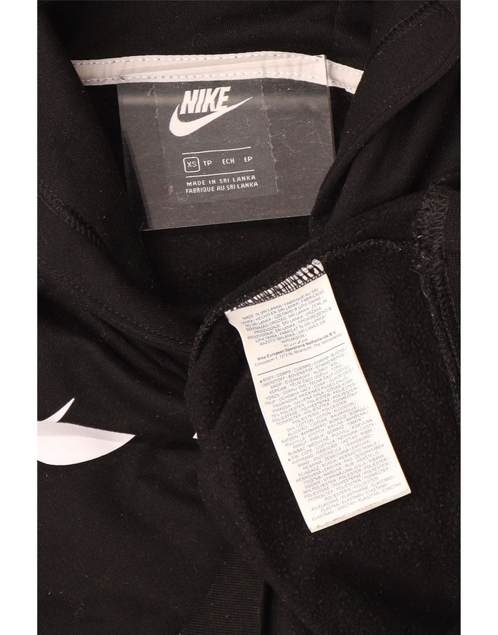NIKE Womens Oversized Crop Graphic Hoodie Jumper UK 6 XS Preto Poliéster