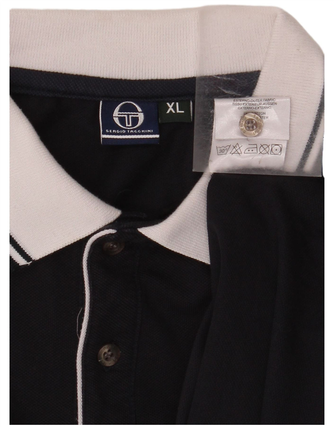 SERGIO TACCHINI Camisa polo masculina XL algodão azul marinho