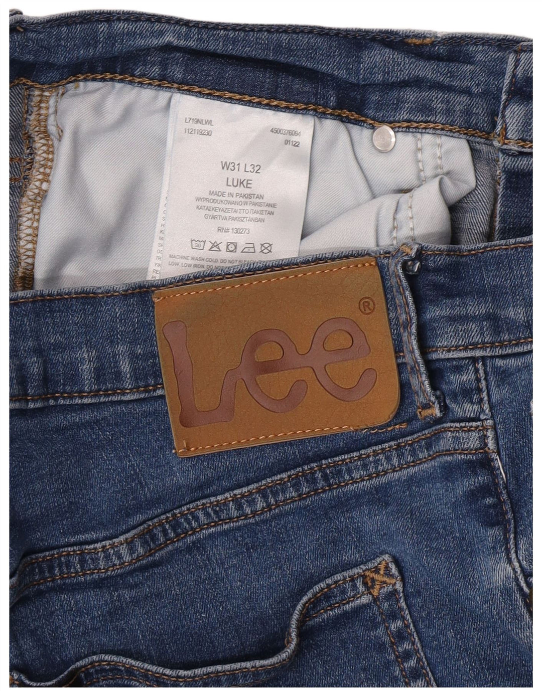Lee Womens Luke Slim Jeans W31 L32 Azul Algodão