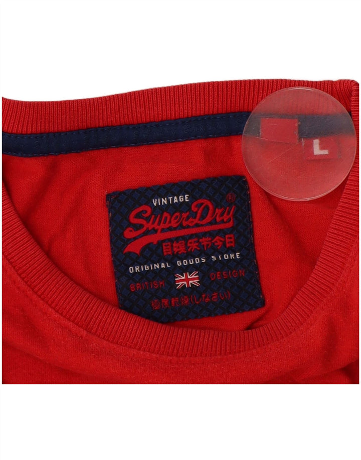 Camiseta masculina gráfica SUPERDRY grande algodão vermelho