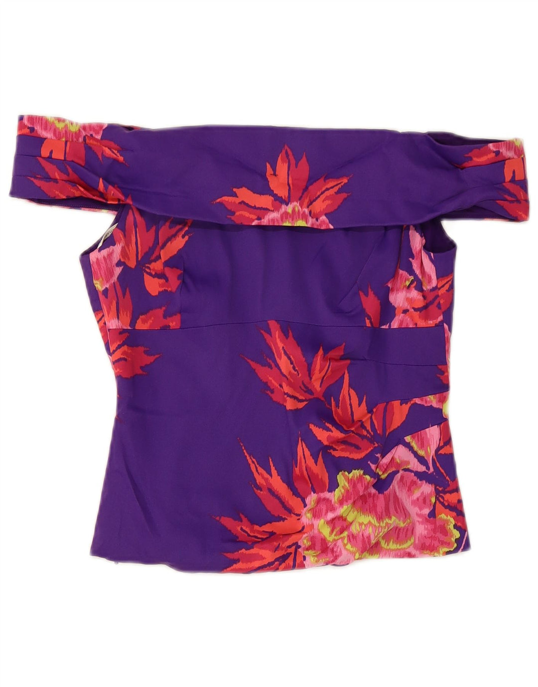 Top feminino KAREN MILLEN com ombro de fora, UK 12, médio, roxo, floral