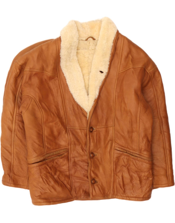 Jaqueta masculina VINTAGE Shearling IT 52 XL marrom