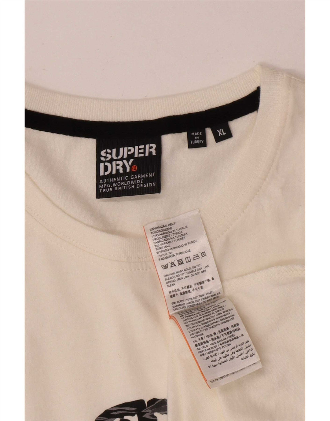 Camiseta gráfica masculina Superdry Top XL algodão branco