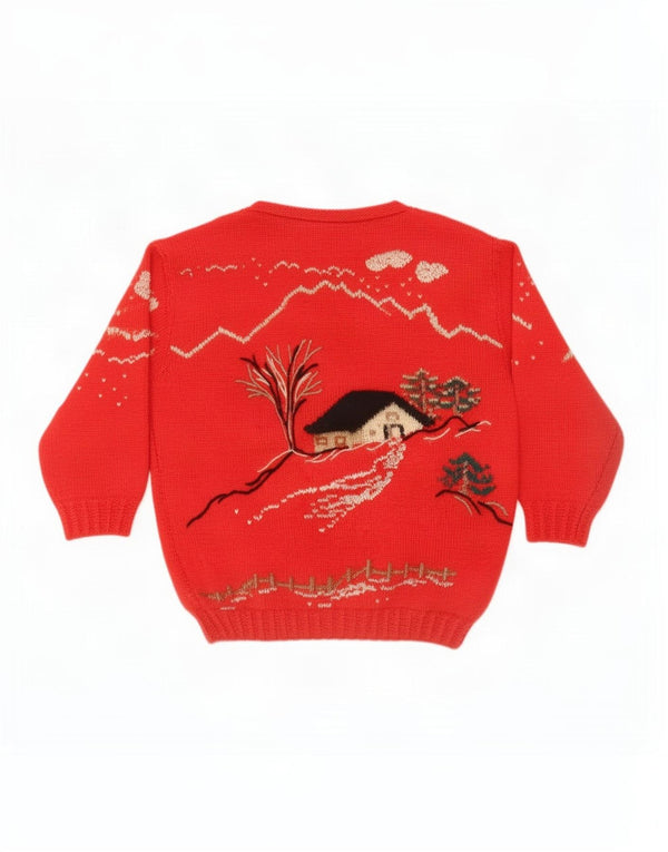 Suéter feminino vintage com gola canoa e gola redonda Reino Unido 16 grande vermelho