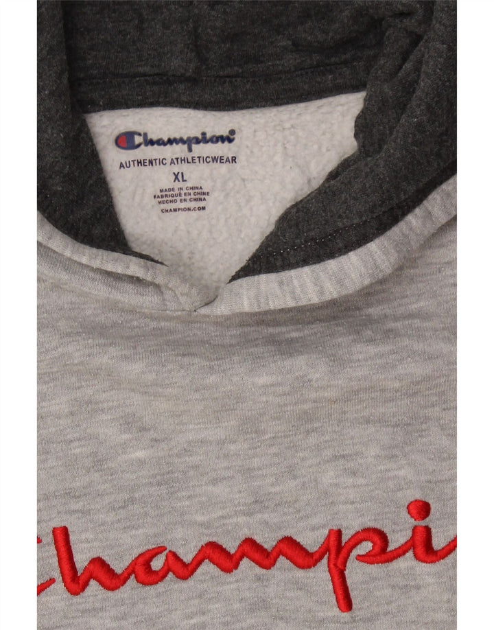 CHAMPION Womens Graphic Hoodie Jumper UK 18 XL Grey Cotton Vintage Champion and Second-Hand Champion from Messina Hembry 