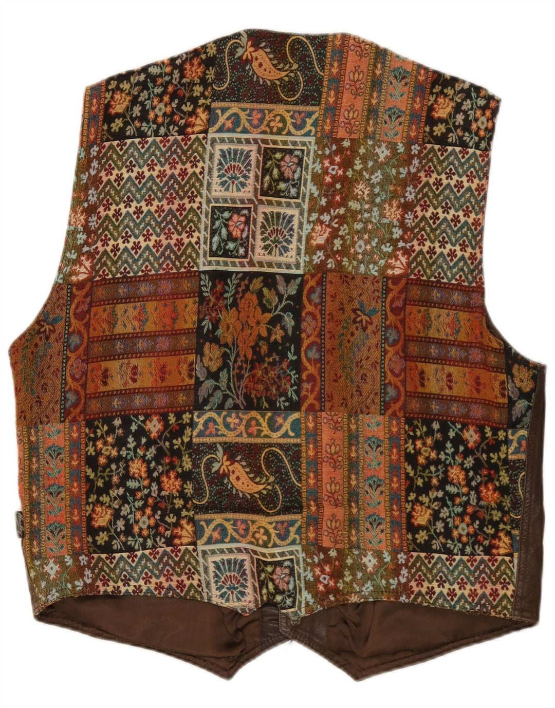 Colete masculino vintage grande marrom geométrico