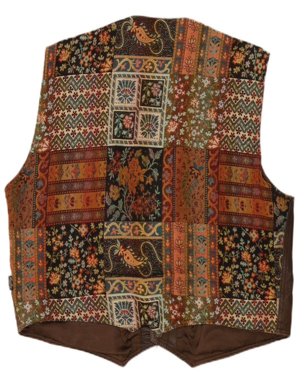 Colete masculino vintage grande marrom geométrico