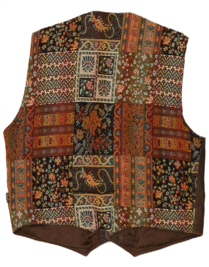 Colete masculino vintage grande marrom geométrico