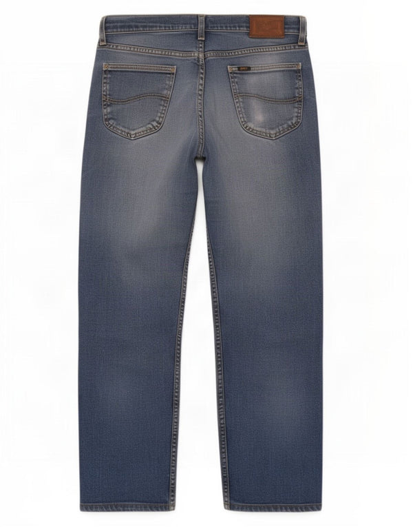 Lee Mens Straight Jeans W34 L28 Azul Algodão