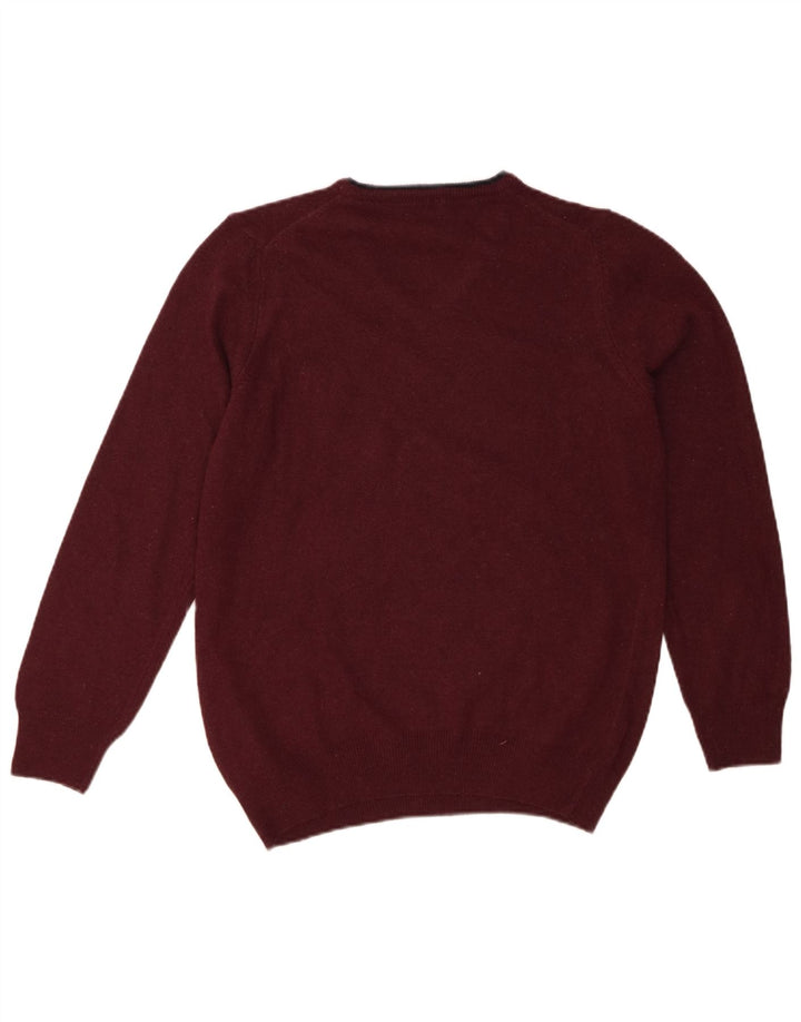 Suéter masculino REFRIGIWEAR com decote em V médio de lã cor de vinho