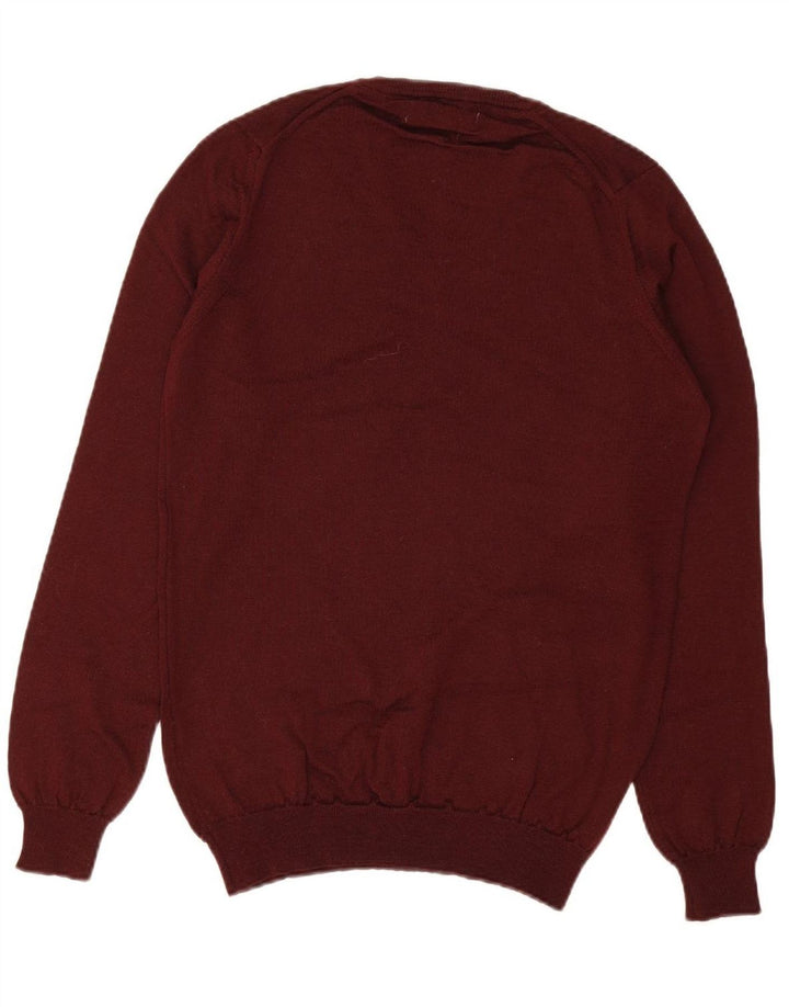 Suéter masculino ZARA com decote em V médio de lã cor de vinho