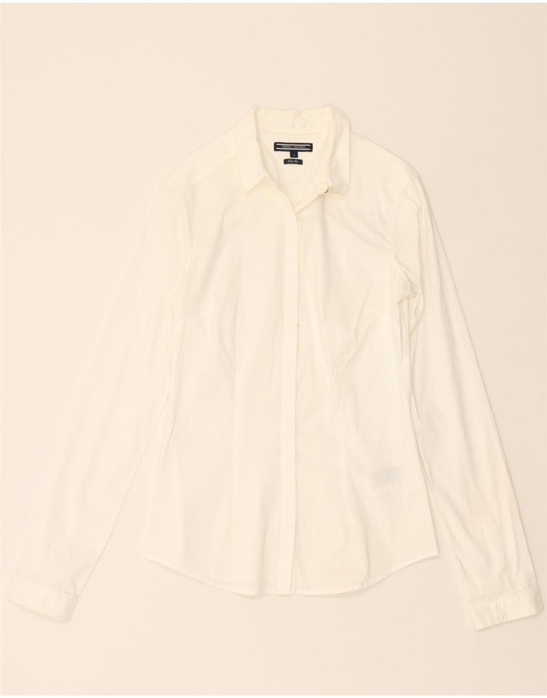 TOMMY HILFIGER Womens Slim Fit Shirt US 2 XS White Cotton Vintage Tommy Hilfiger and Second-Hand Tommy Hilfiger from Messina Hembry 