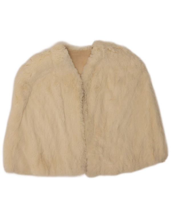 Vintage Womens Faux Fur Capelet Coat One Size Off White