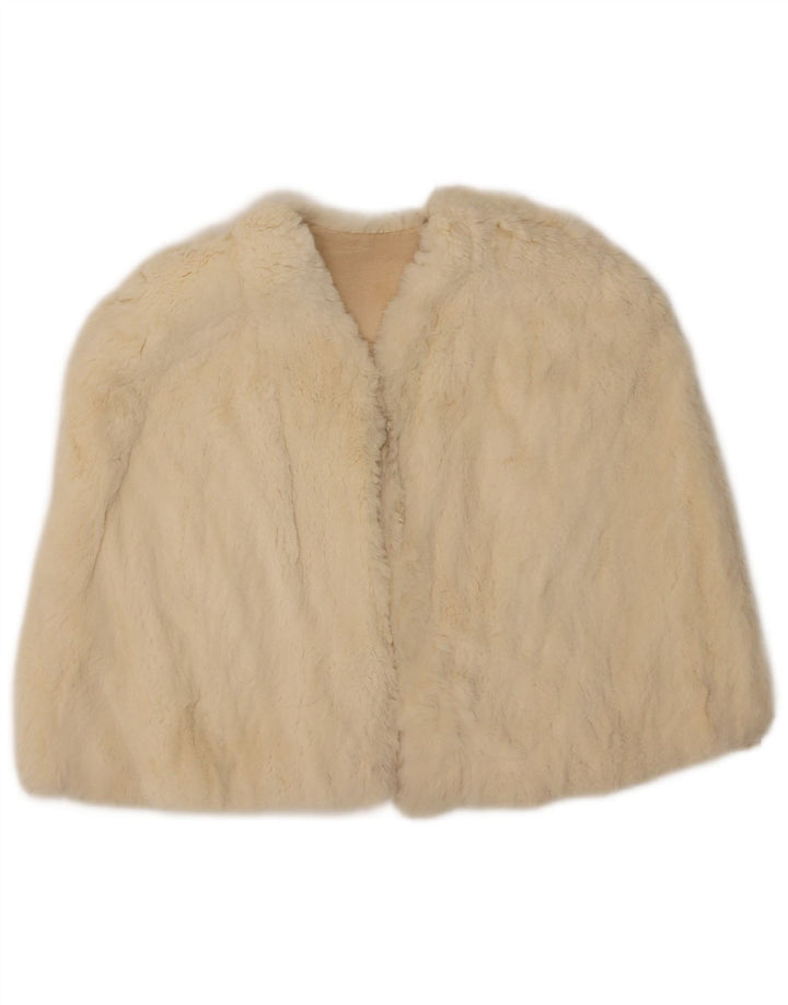 Casaco feminino vintage de pele sintética tamanho único branco