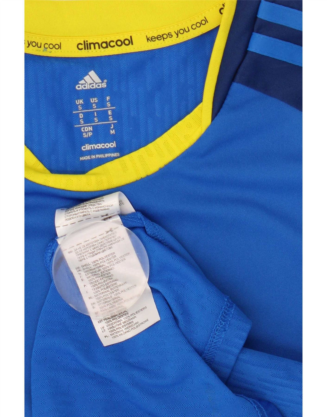 Adidas Masculino Climacool Camiseta Top Pequeno Azul Colorblock Poliéster