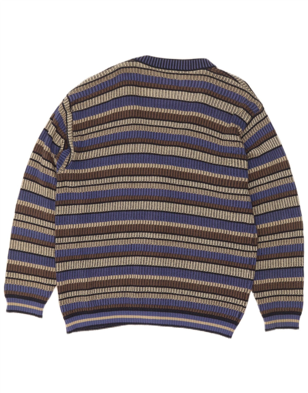 Suéter cardigã masculino Marc Rene IT 52 algodão listrado azul grande