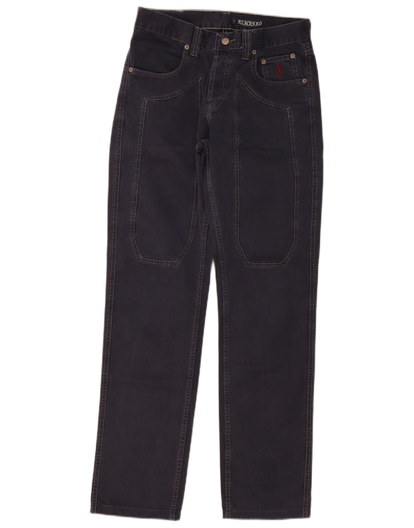 Calça casual reta masculina Jeckerson W31 L31 algodão azul marinho