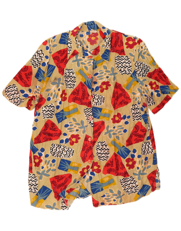 Camisa feminina de manga curta Divina EU 46 XL bege floral