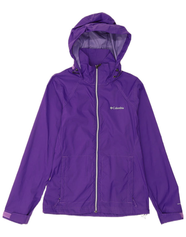 Jaqueta de chuva feminina Columbia Omni-Shade com capuz Reino Unido 10 pequena roxa nylon