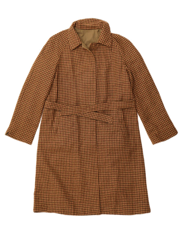 Vintage Womens Reversible Overcoat UK 14 Medium Brown Houndstooth