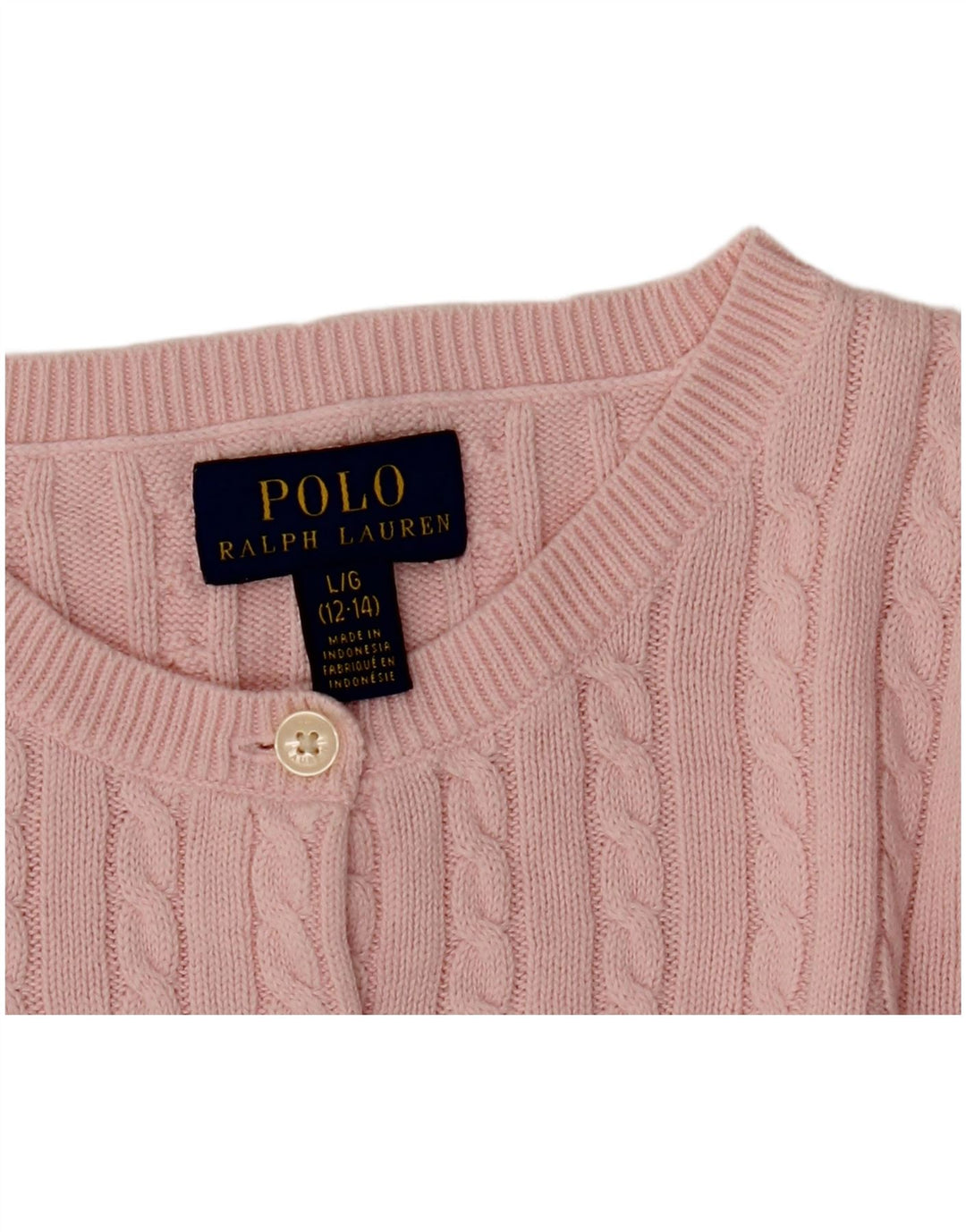 Suéter cardigã feminino POLO RALPH LAUREN 12-13 anos grande rosa