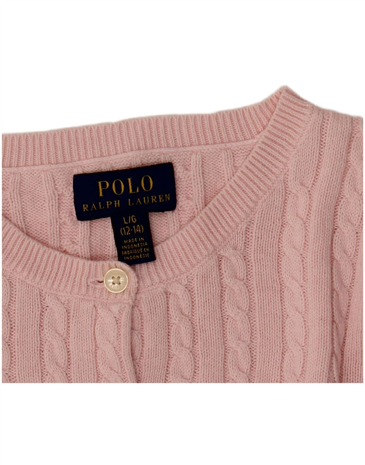 Suéter cardigã feminino POLO RALPH LAUREN 12-13 anos grande rosa