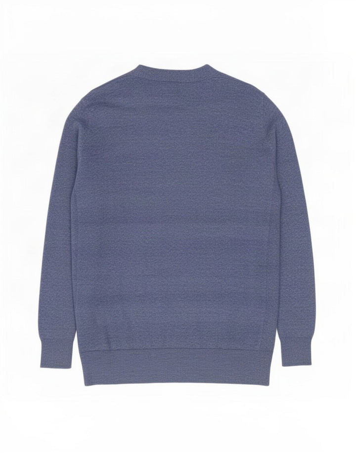 Suéter cardigã aberto feminino Marks & Spencer UK 12 médio azul manchado