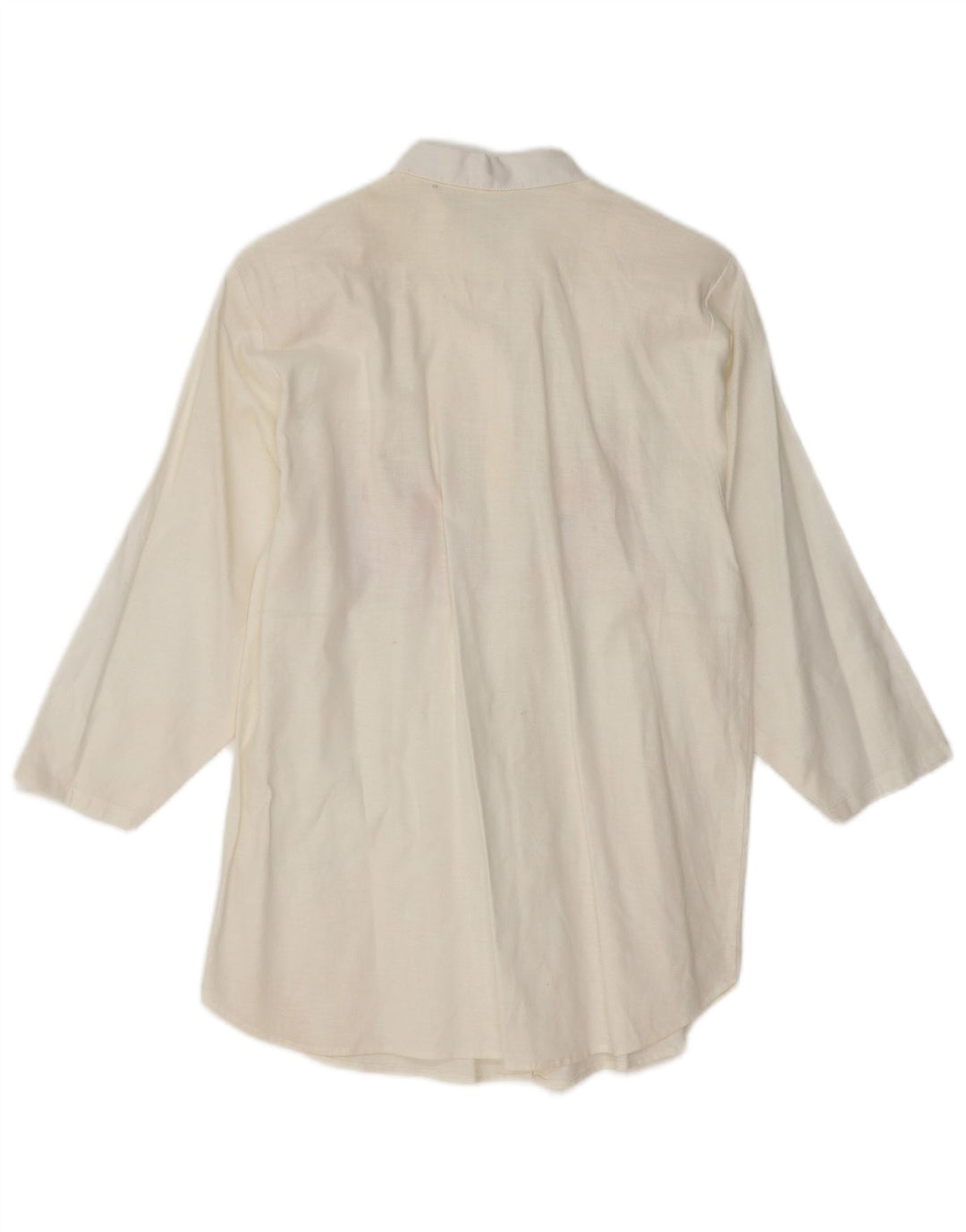 Blusa feminina VINTAGE manga 3/4 Reino Unido 14 médio branco floral