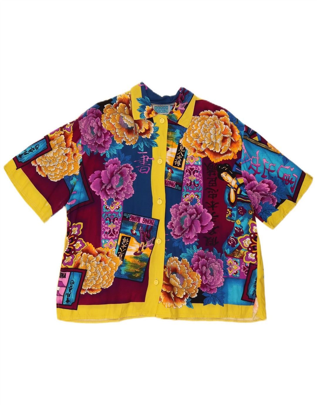 WITTY GIRL Blusa feminina oversized UK 14 média floral multicolorida