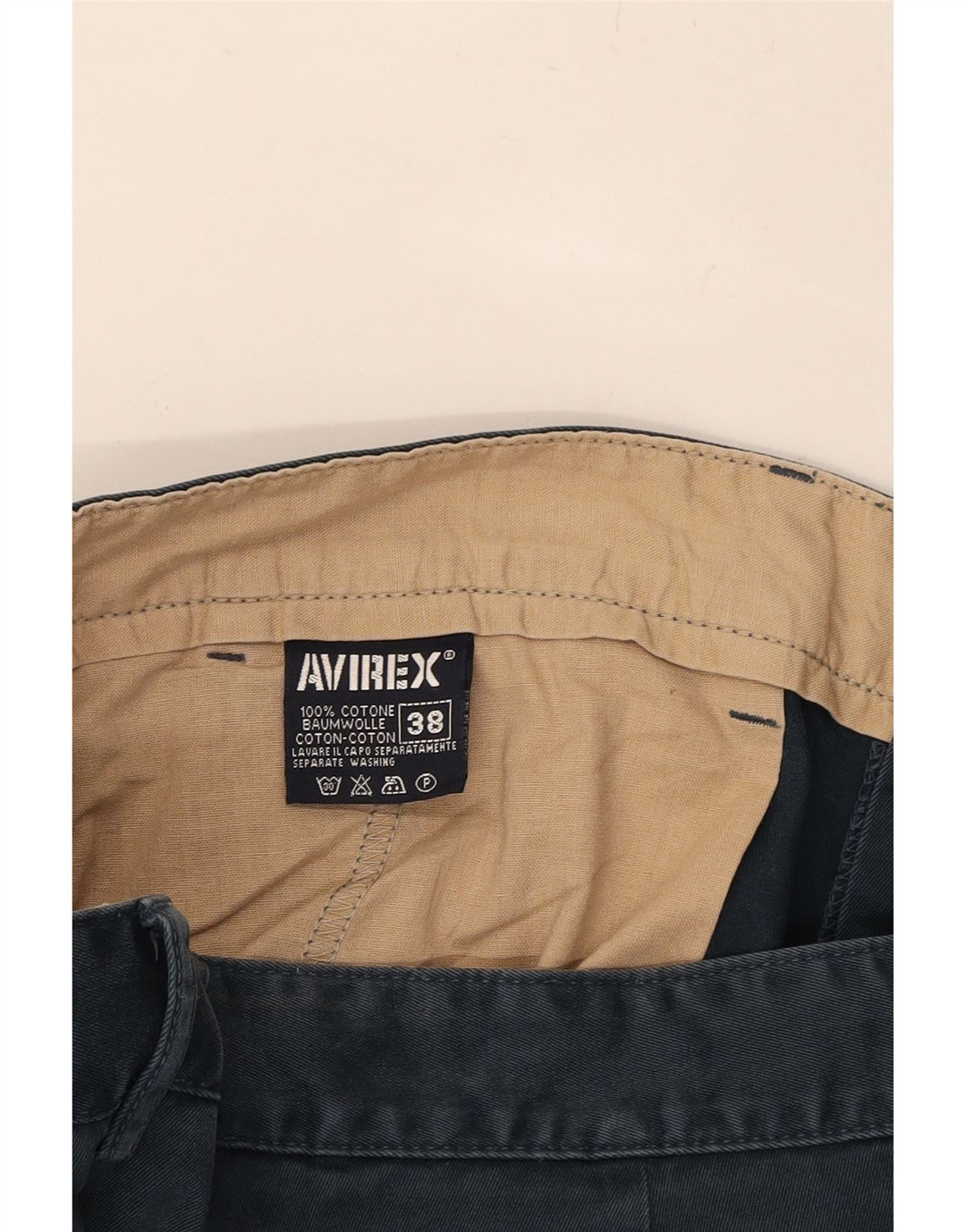 AVIREX Mens Straight Cropped Trousers W38 L27 Navy Blue Cotton Vintage Avirex and Second-Hand Avirex from Messina Hembry 