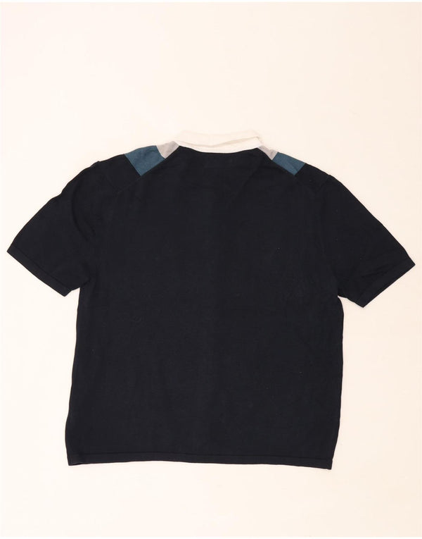 Suéter cardigã masculino de manga curta Marks & Spencer XL listrado azul marinho