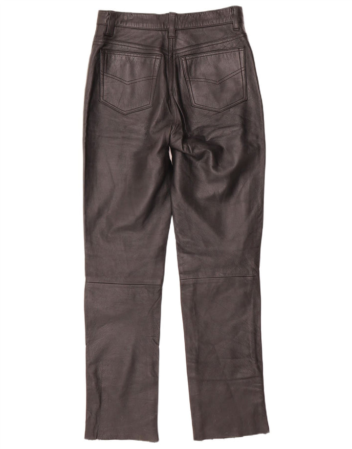 Calça feminina de couro slim VINTAGE W28 L30 preta