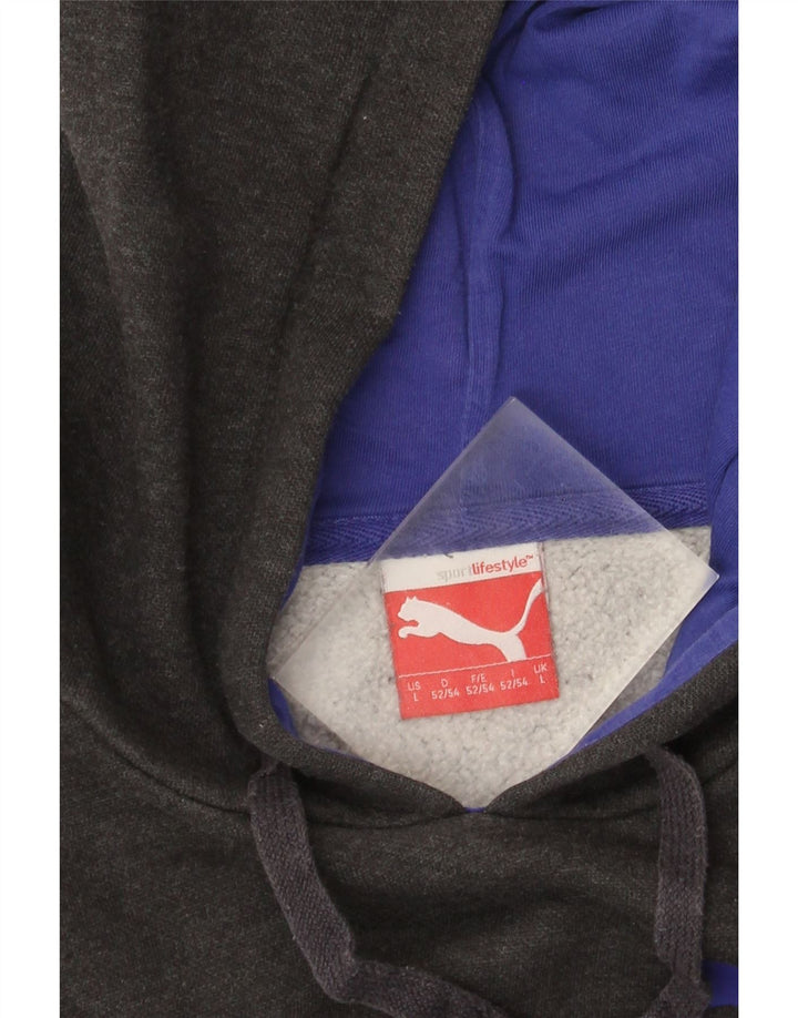 Suéter com capuz gráfico masculino Puma grande cinza