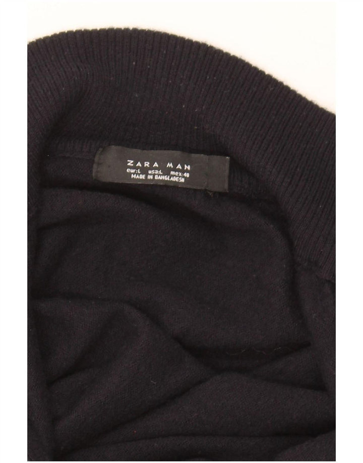 Suéter cardigã masculino Zara grande preto