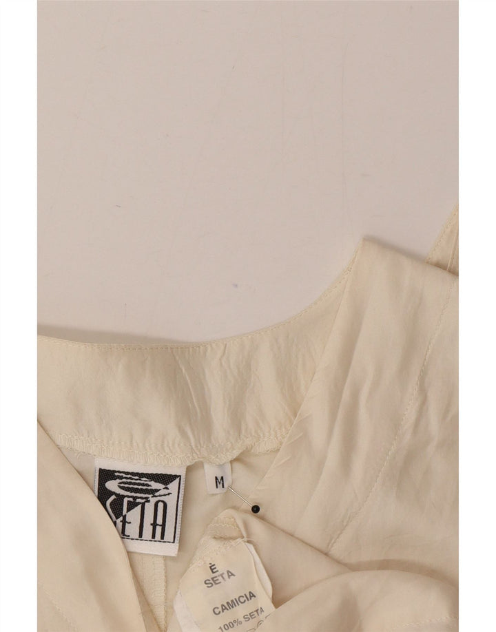 Blusa feminina vintage UK 14 seda branca média