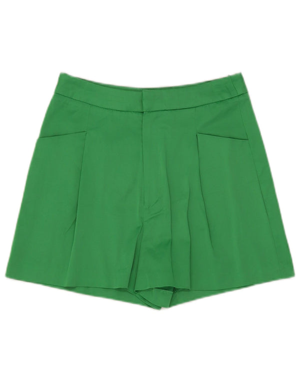 Zara Shorts feminino cintura alta casual pequeno W26 poliéster verde